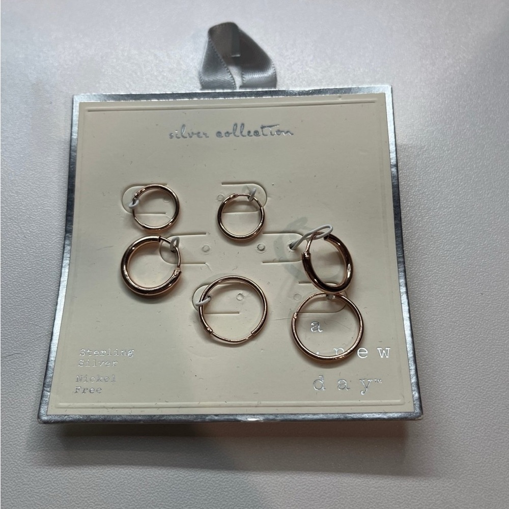 A New Day Silver Collection Hoop Earrings - Rose Gold